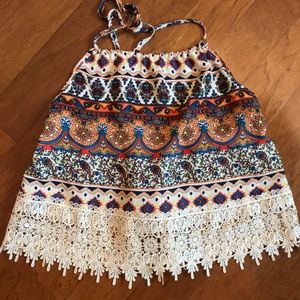 Pacsun Print Halter crop top